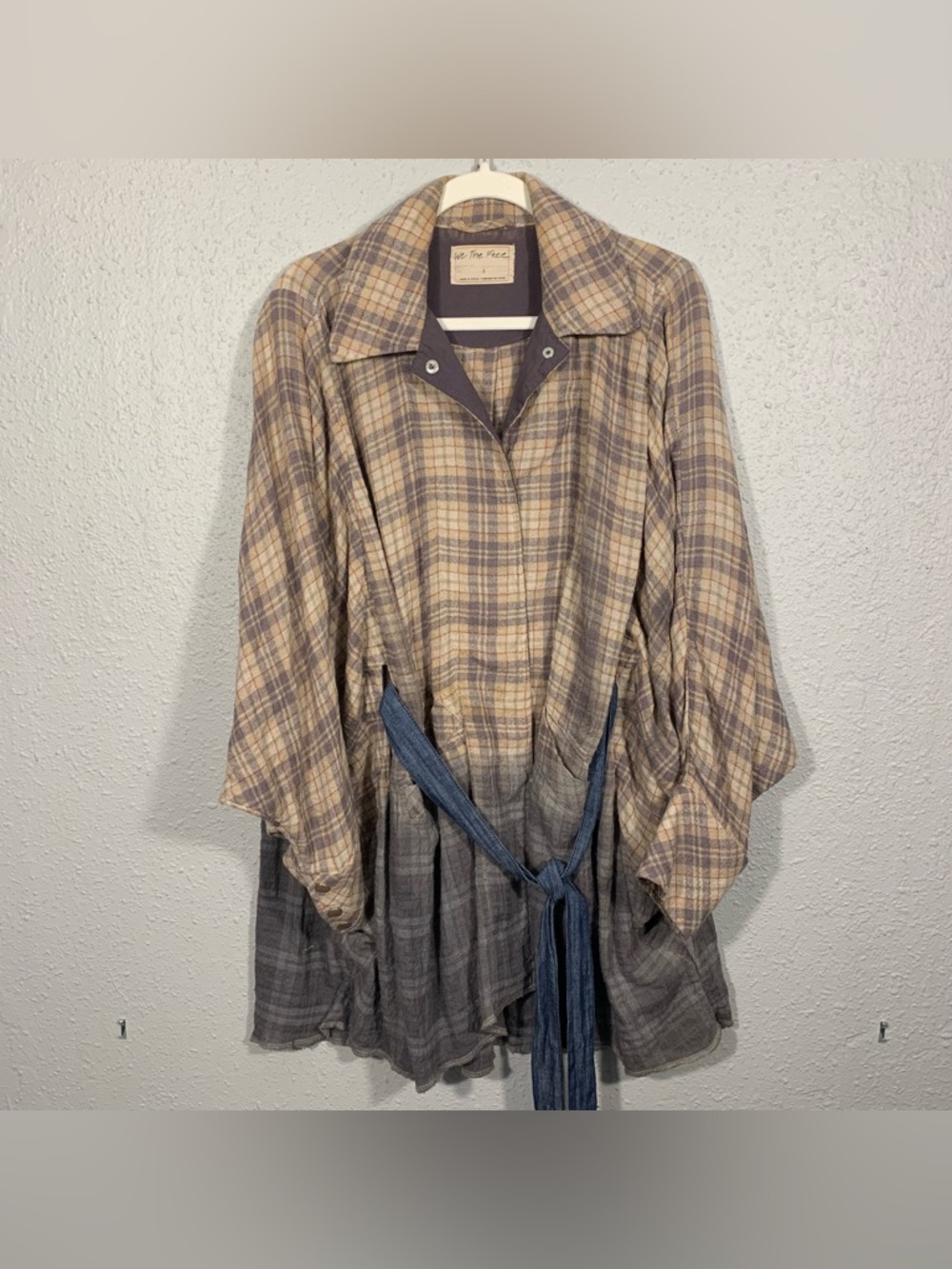We the Free Free People You Wish Oversized Plaid Shirt Jacket size S